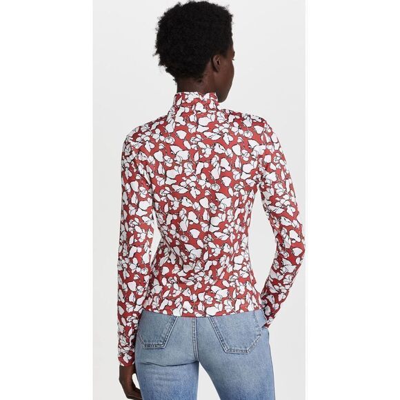 Jason Wu Jersey Turtleneck in Abstract Floral Print in Plaster Red & White NWT S - Picture 2 of 10